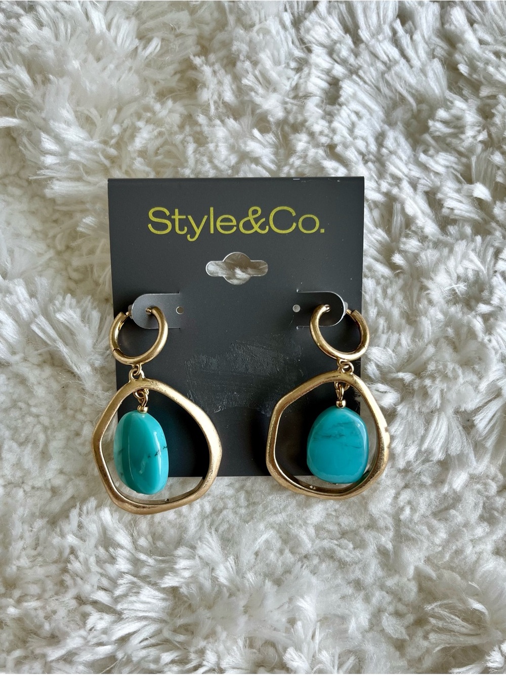 Style & Co Gold-Tone Stone Orbital Charm Hoop Earrings